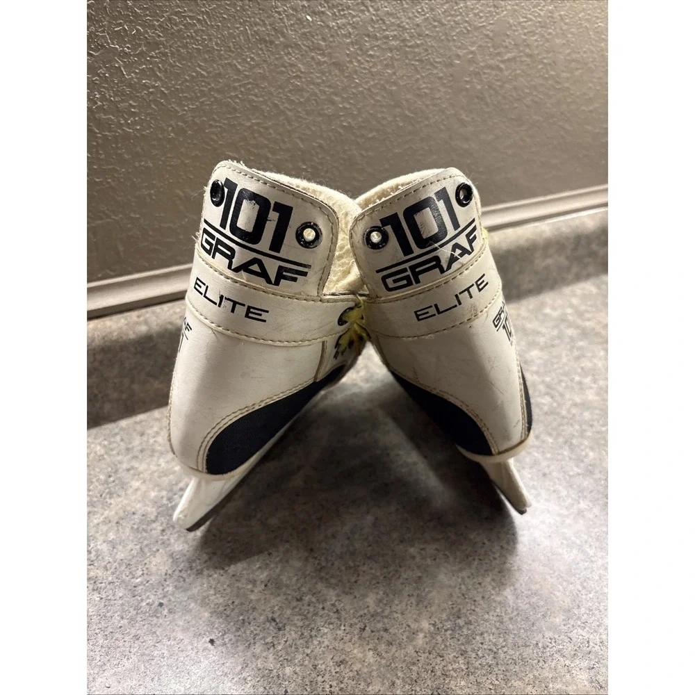 Graf 101 Elite Kids Ice Hockey Skates Sz 9 Black‎ White